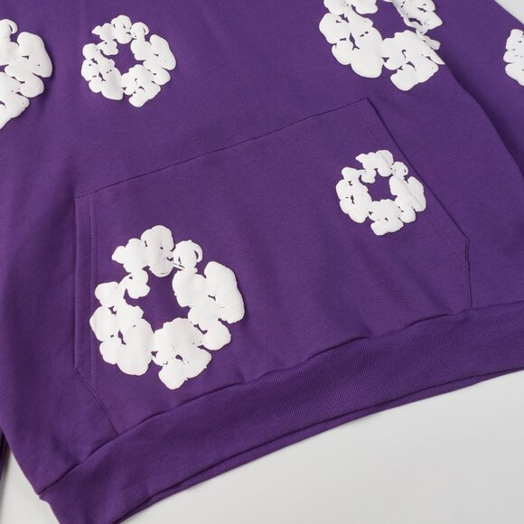 Denim Tears Kapok Purple Embossed Print Hooded Cotton Sweatshirt - Picture 7 of 8